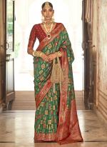 Banarasi Silk Green Wedding Wear Banarasi Broket Saree